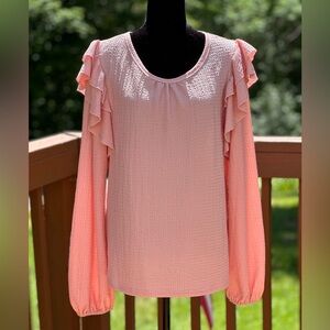 Shein textured lantern sleeve blouse